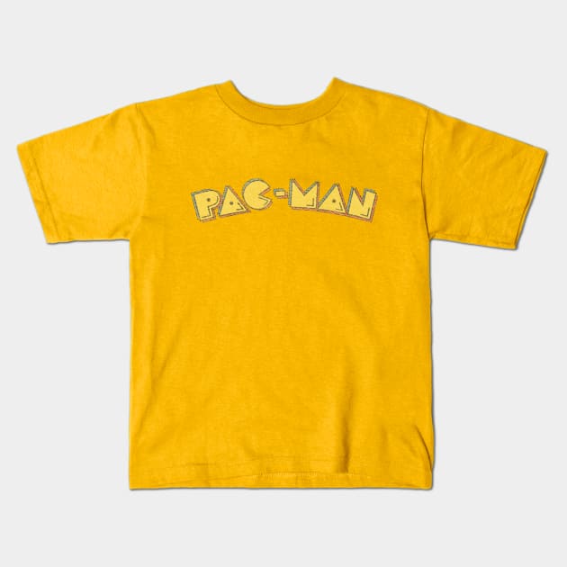 Pac-Man Logo (distressed) Kids T-Shirt by GraphicGibbon